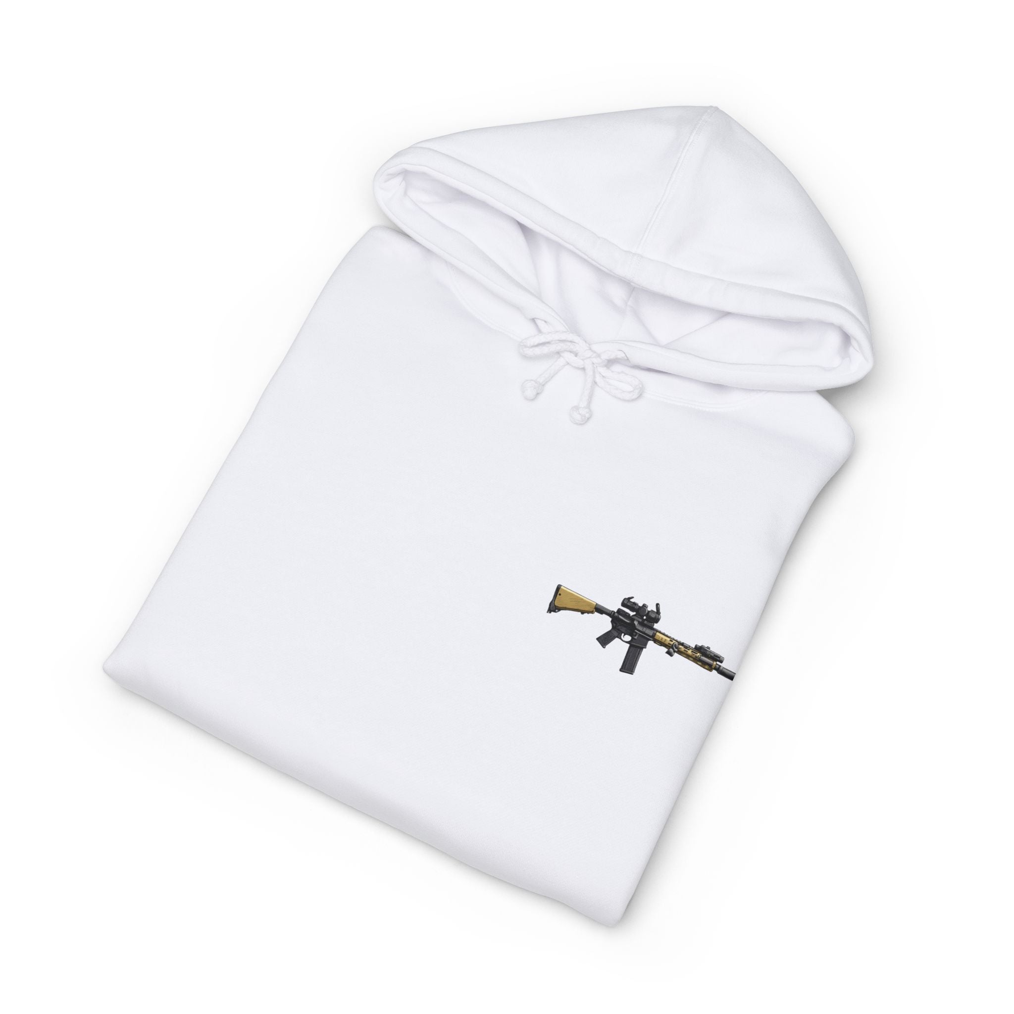 Rifle Lounge Hoodie – 'Watch me' Graphic Gun Armchair Hooded Sweatshirt