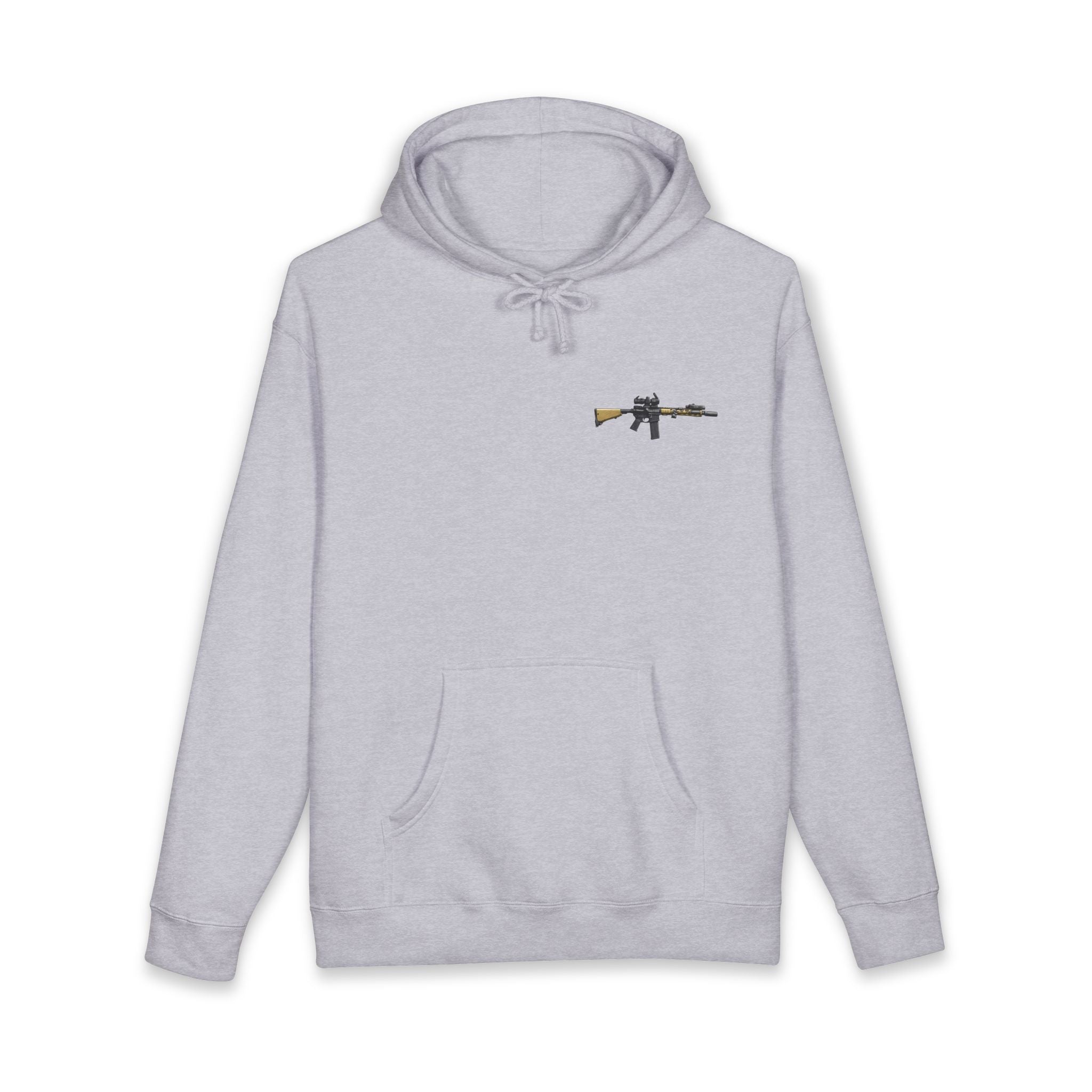 Rifle Lounge Hoodie – 'Watch me' Graphic Gun Armchair Hooded Sweatshirt
