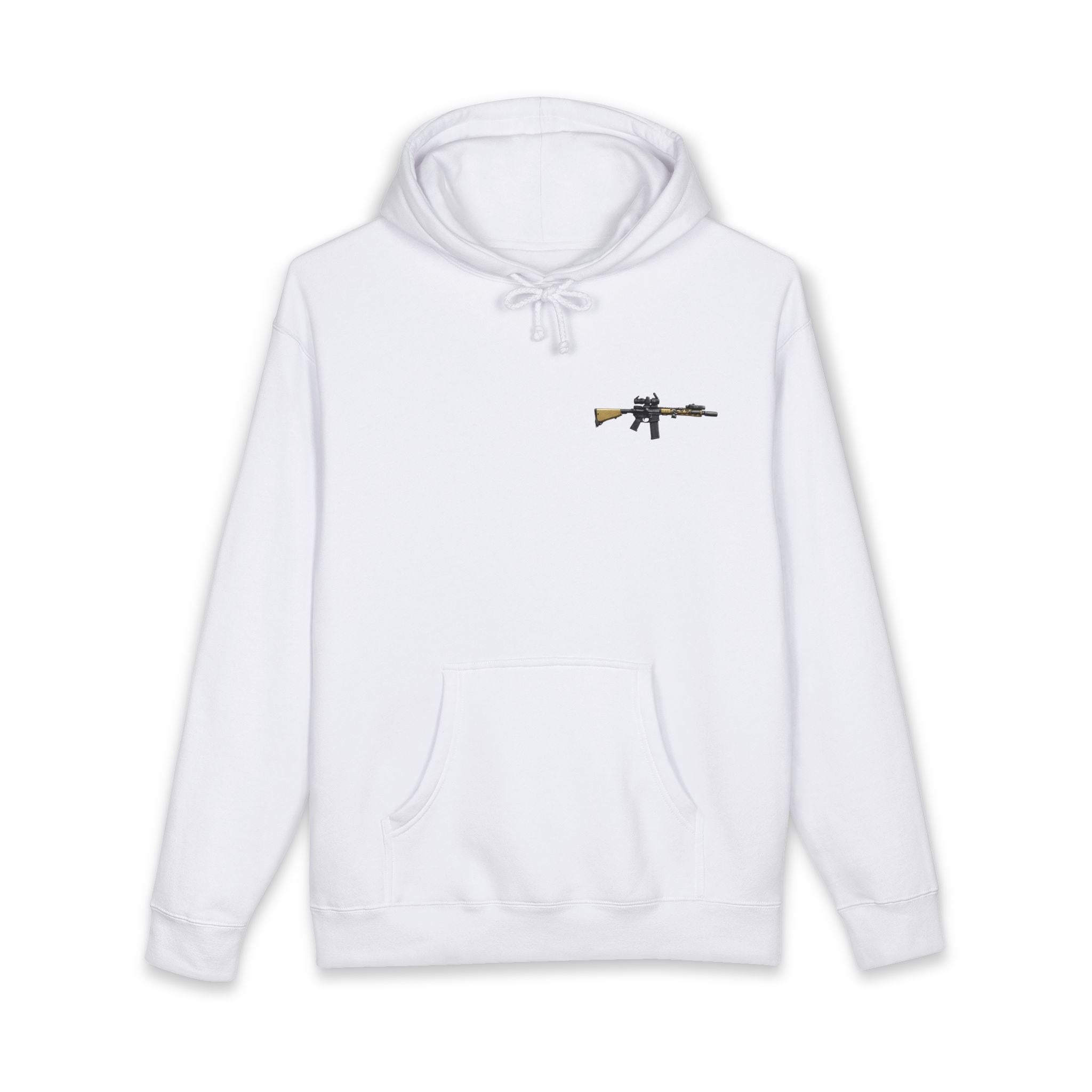 Rifle Lounge Hoodie – 'Watch me' Graphic Gun Armchair Hooded Sweatshirt
