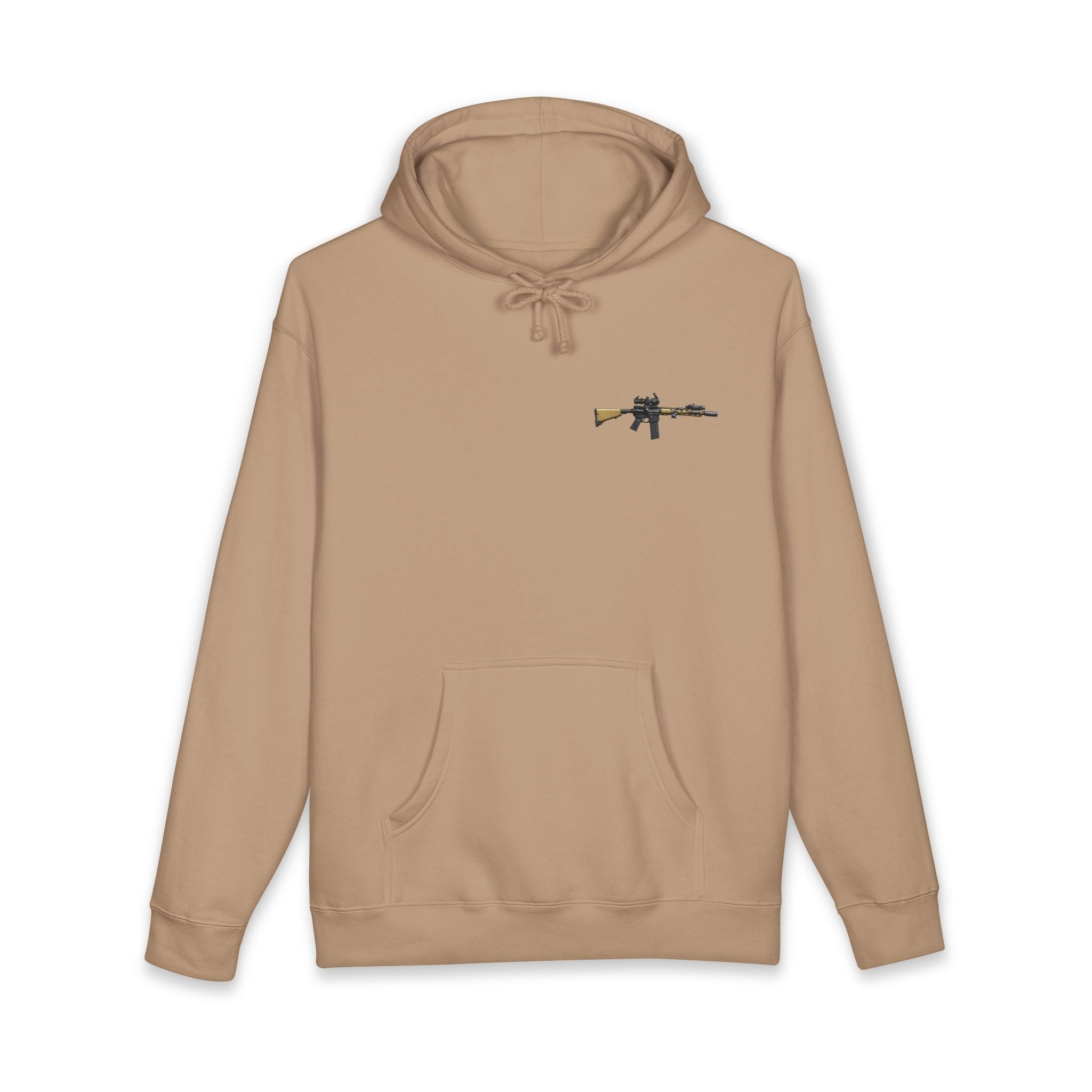 Rifle Lounge Hoodie – 'Watch me' Graphic Gun Armchair Hooded Sweatshirt